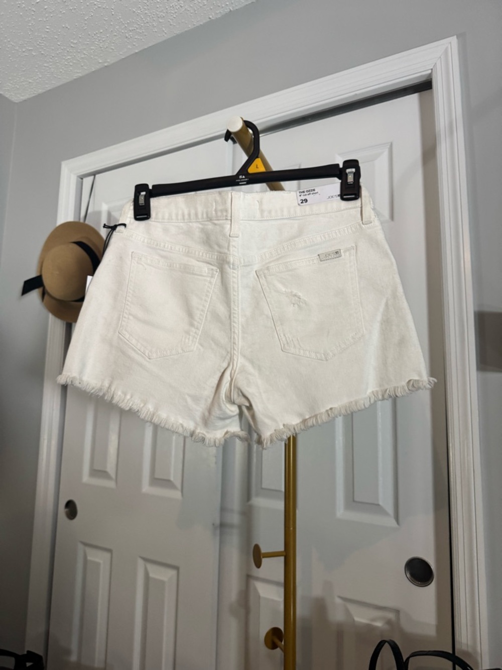 Joe's Jeans White Frayed Hem Denim Shorts - Picture 3 of 5